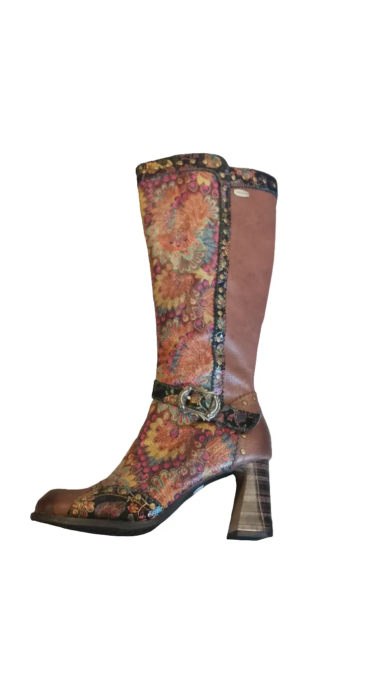 Laura Vita " Maeleo Marron " Long Tan Heeled Boot
