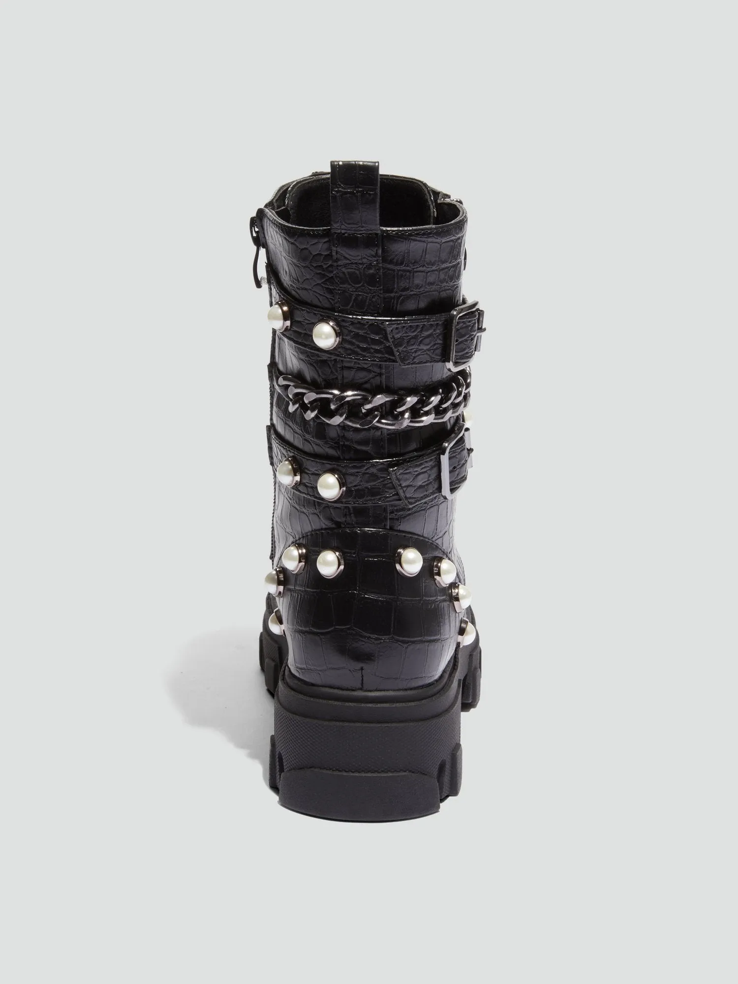 Leila Pearl Studded Lace-Up Boots