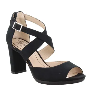 LifeStride womens Allison Dress Heeled Sandal, Black, 8.5 Wide US