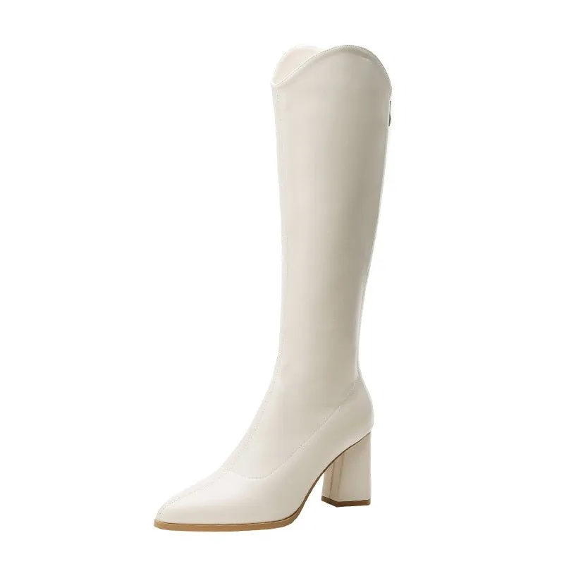 Liz knee Heigh Mid Heel Back Zip Boot