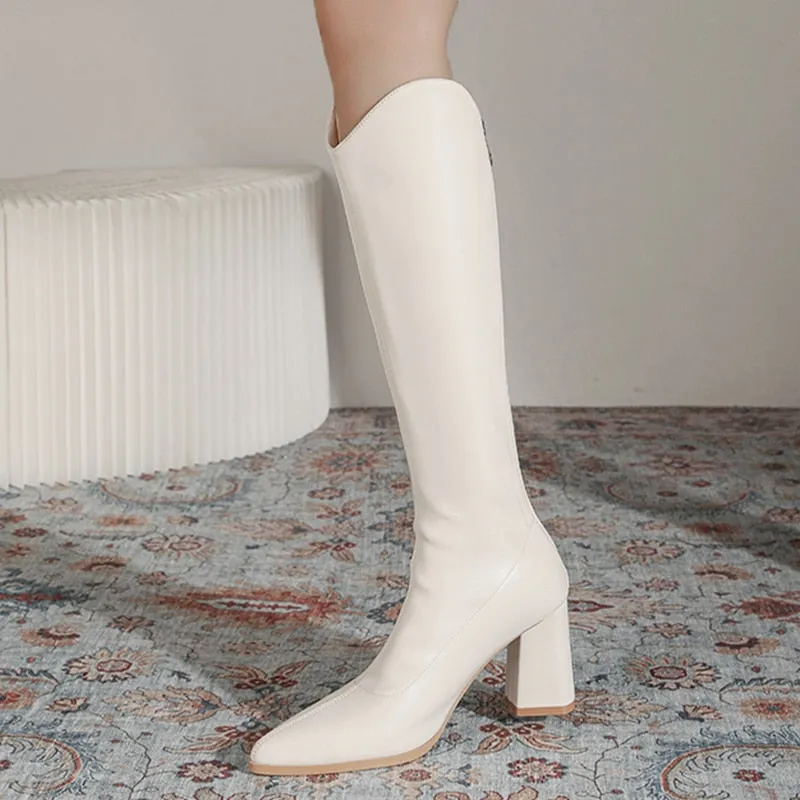 Liz knee Heigh Mid Heel Back Zip Boot