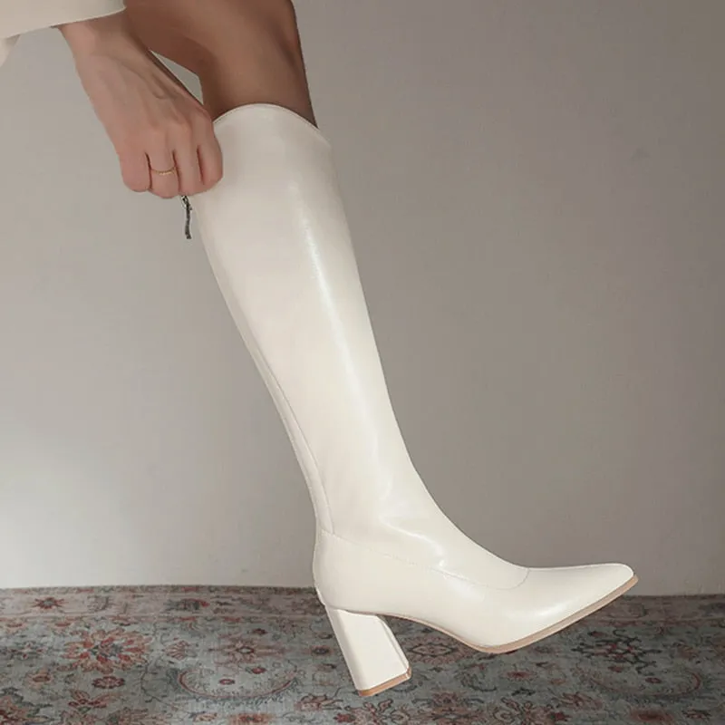 Liz knee Heigh Mid Heel Back Zip Boot
