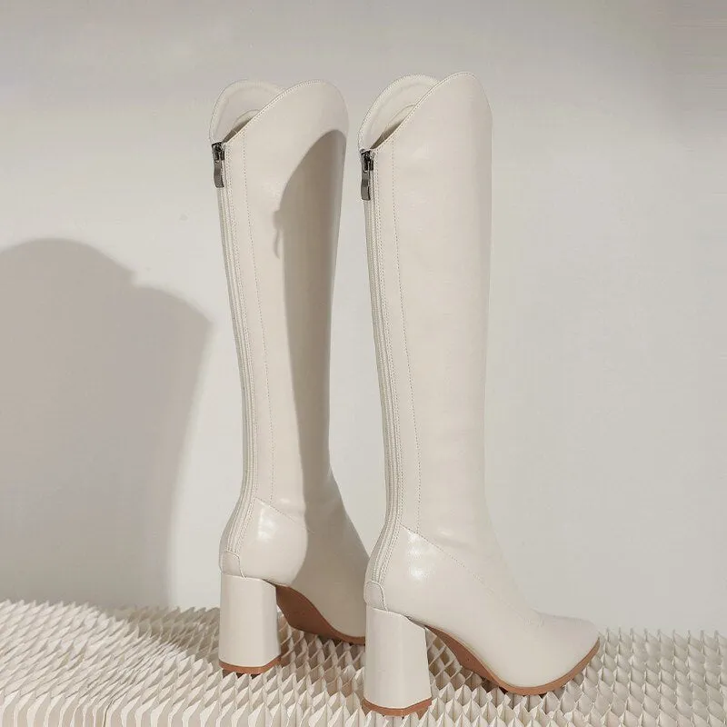 Liz knee Heigh Mid Heel Back Zip Boot