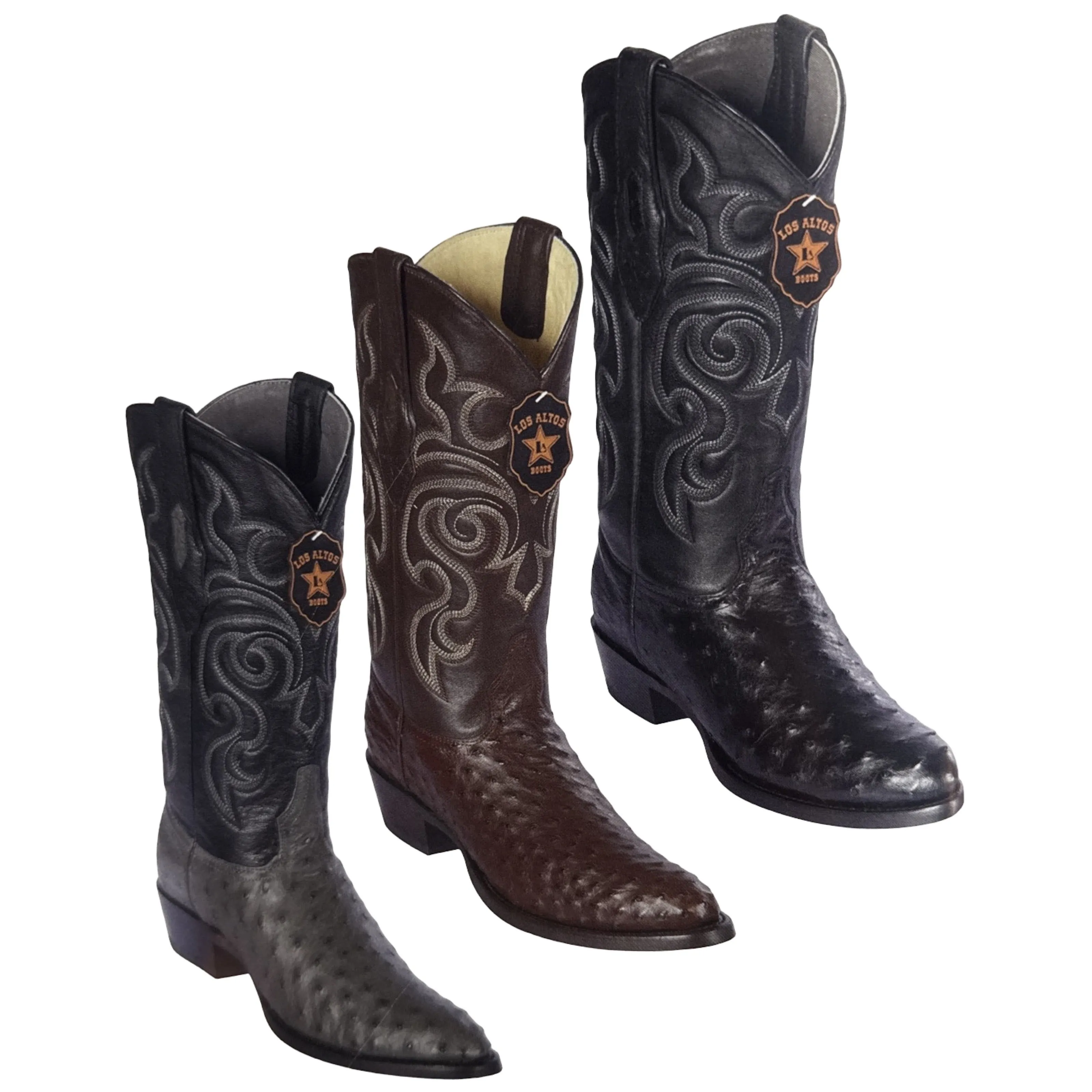 Los Altos Ostrich Quill Round Toe Boots