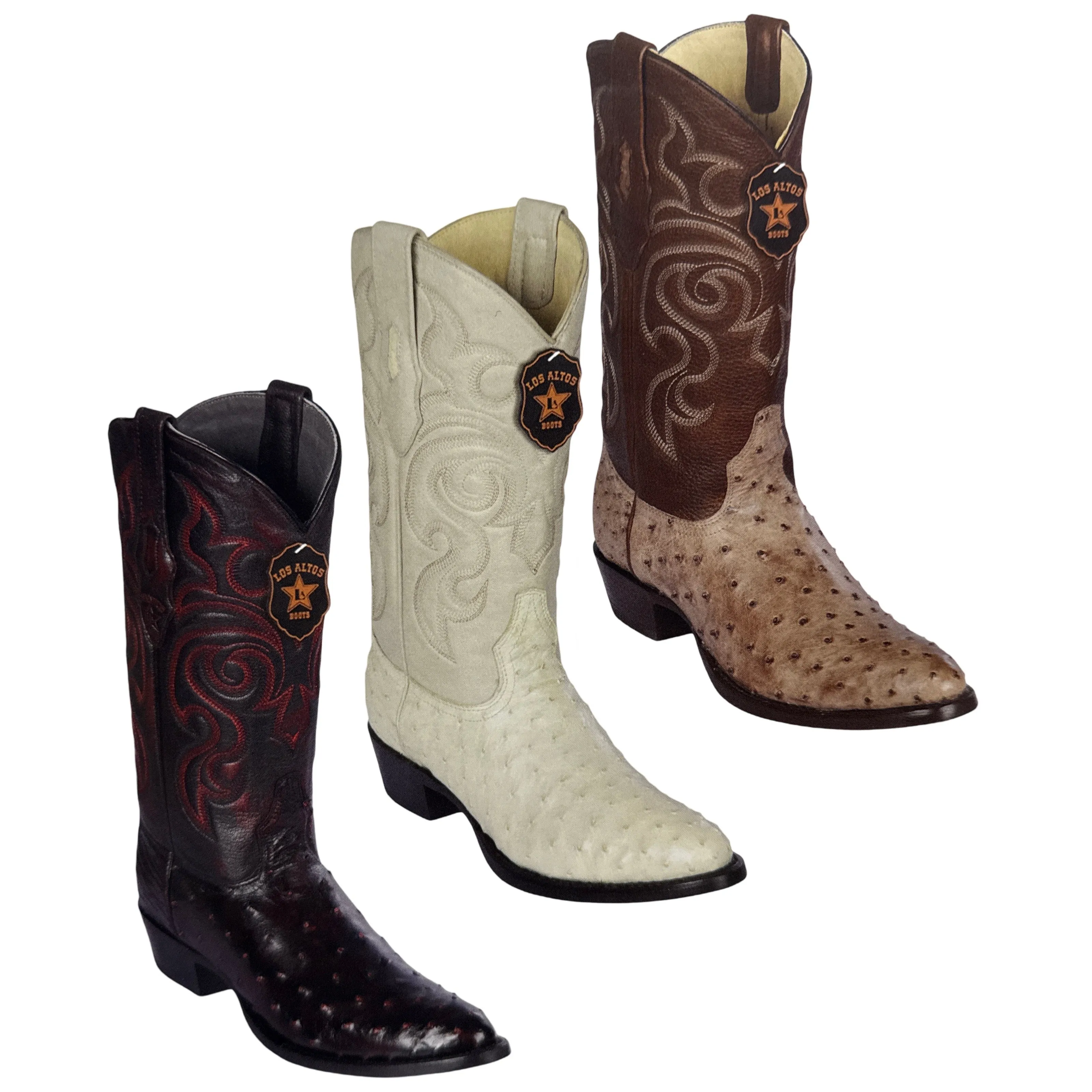 Los Altos Ostrich Quill Round Toe Boots
