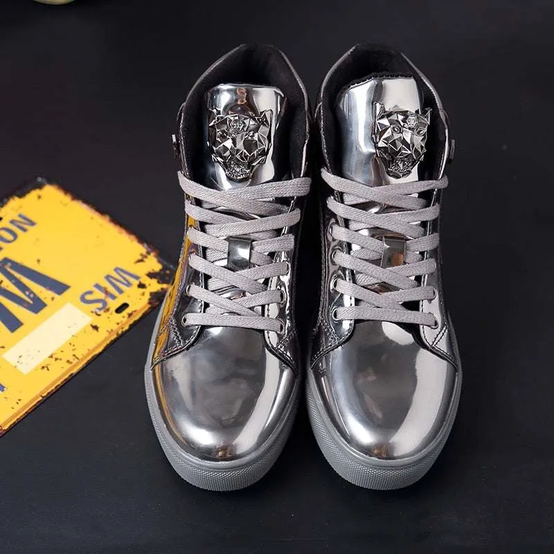 Luxury Men's Ankle Boots Black and White Crocodile Printed Shoes