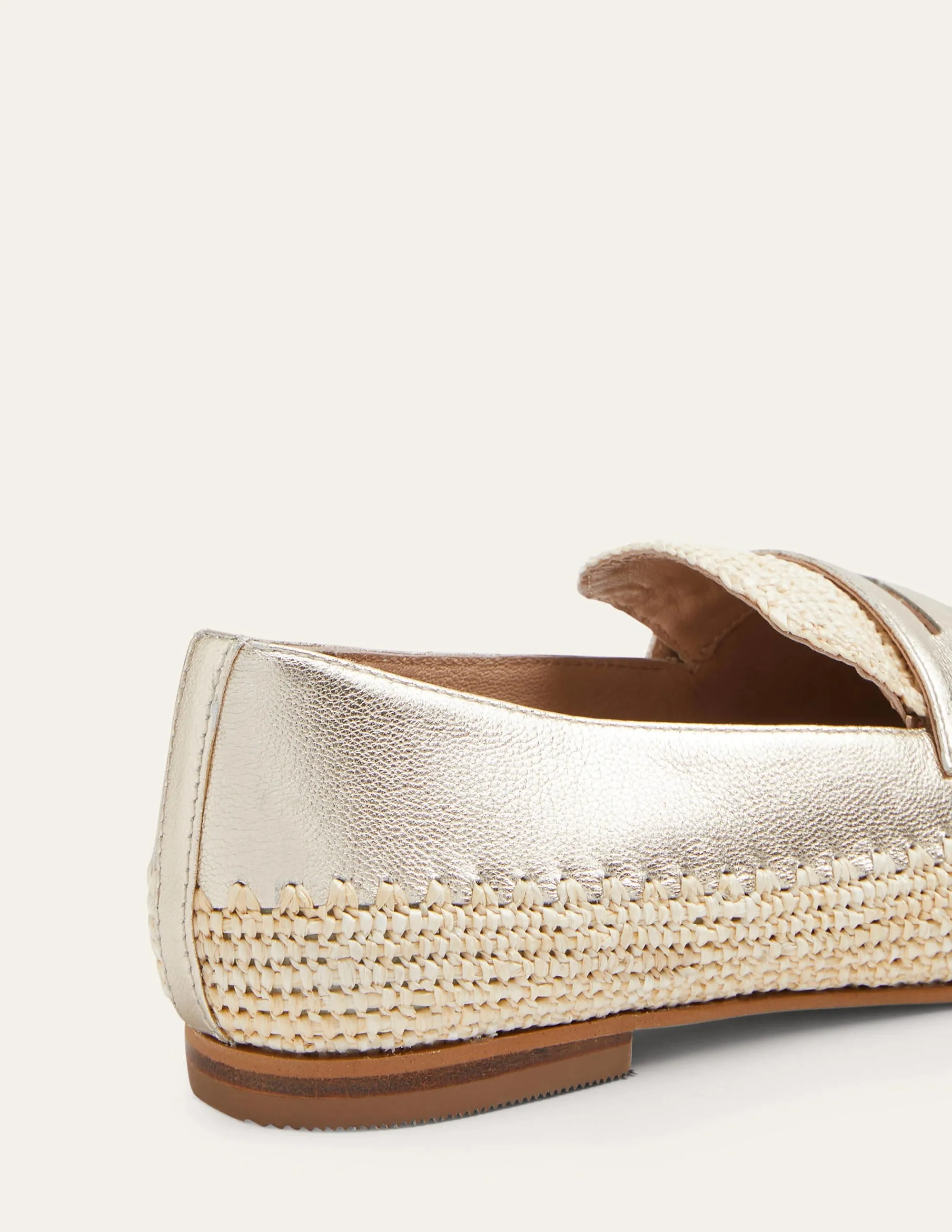 Lydia Loafer mit Bastdetail-Blassgold-Metallic