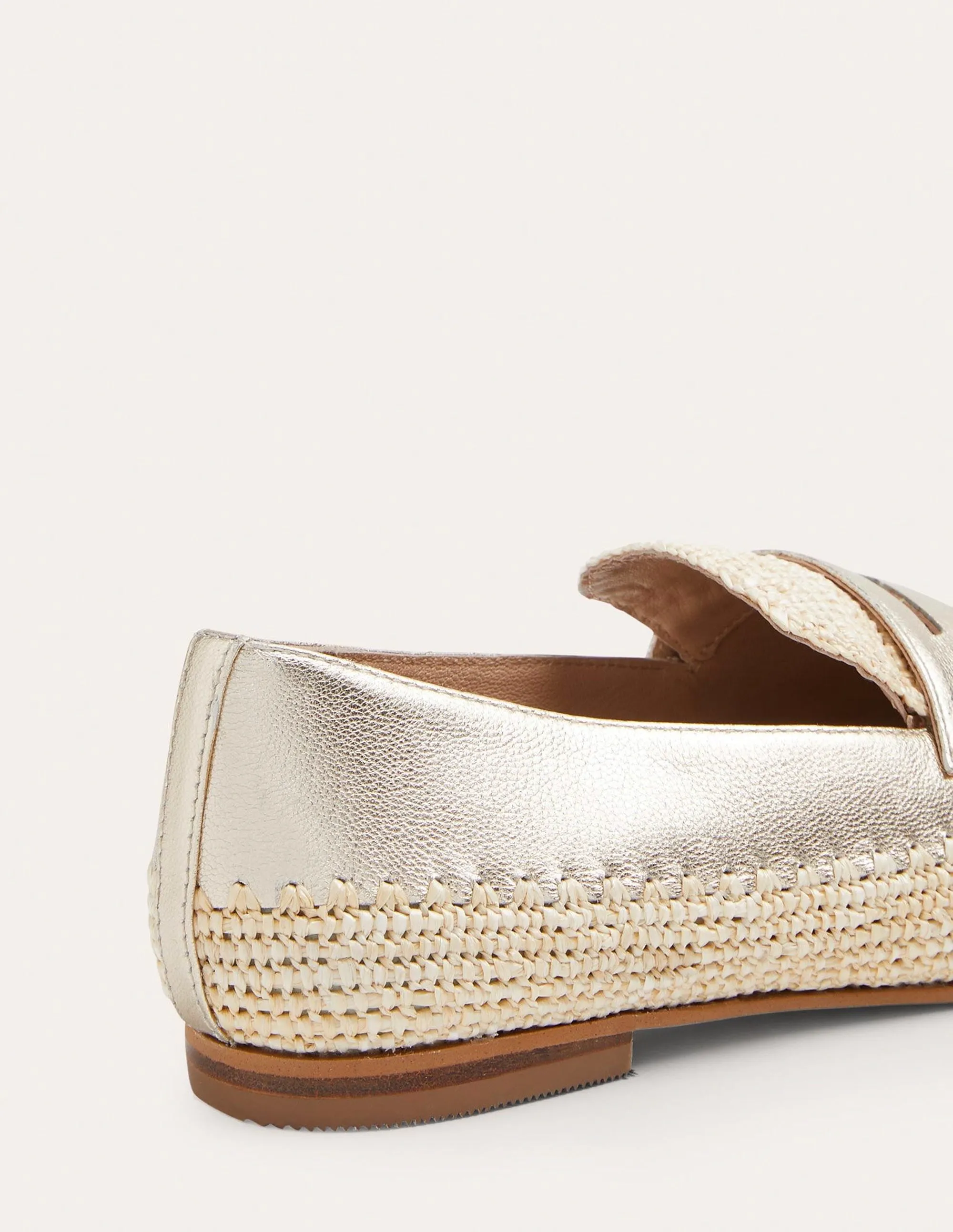 Lydia Loafer mit Bastdetail-Blassgold-Metallic