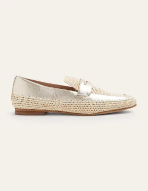 Lydia Loafer mit Bastdetail-Blassgold-Metallic