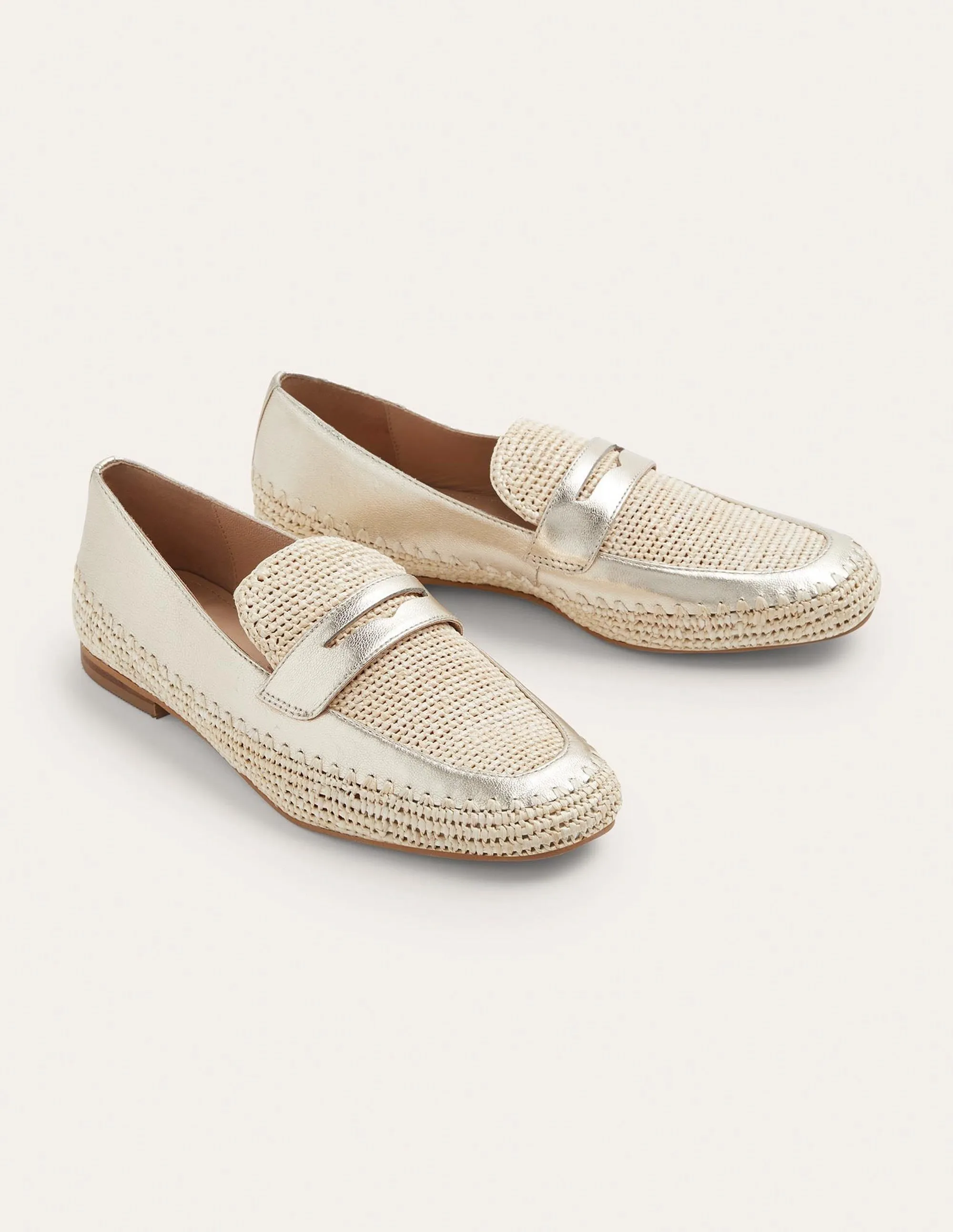 Lydia Loafer mit Bastdetail-Blassgold-Metallic