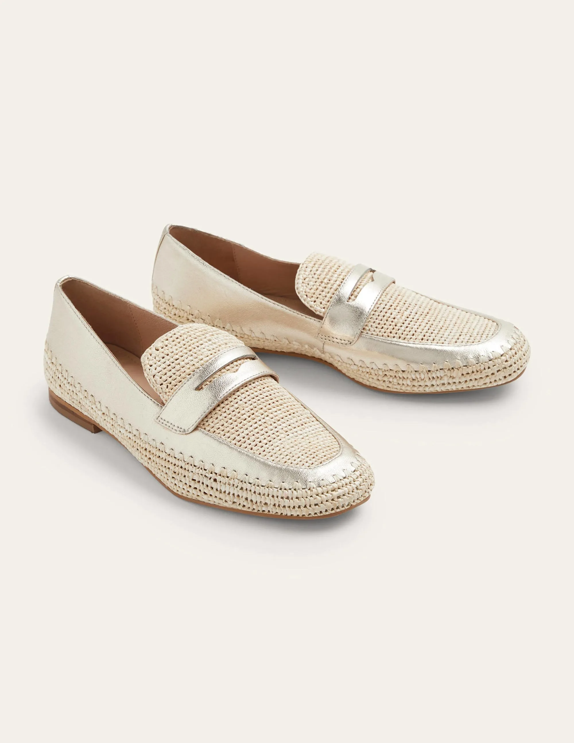 Lydia Loafer mit Bastdetail-Blassgold-Metallic