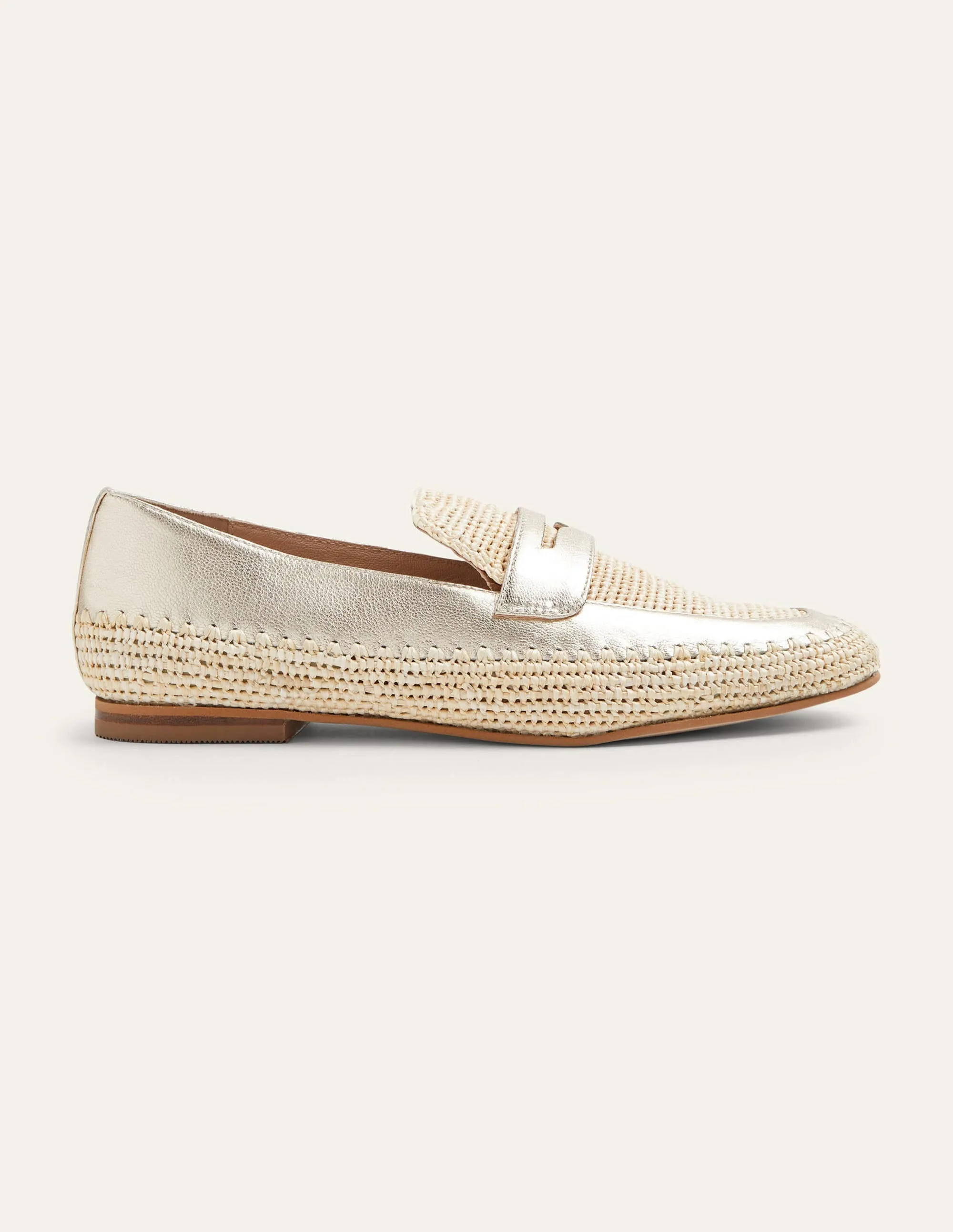 Lydia Loafer mit Bastdetail-Blassgold-Metallic