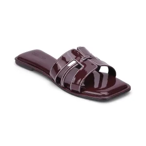 LYRA- GLOSS BURGUNDY FLATS