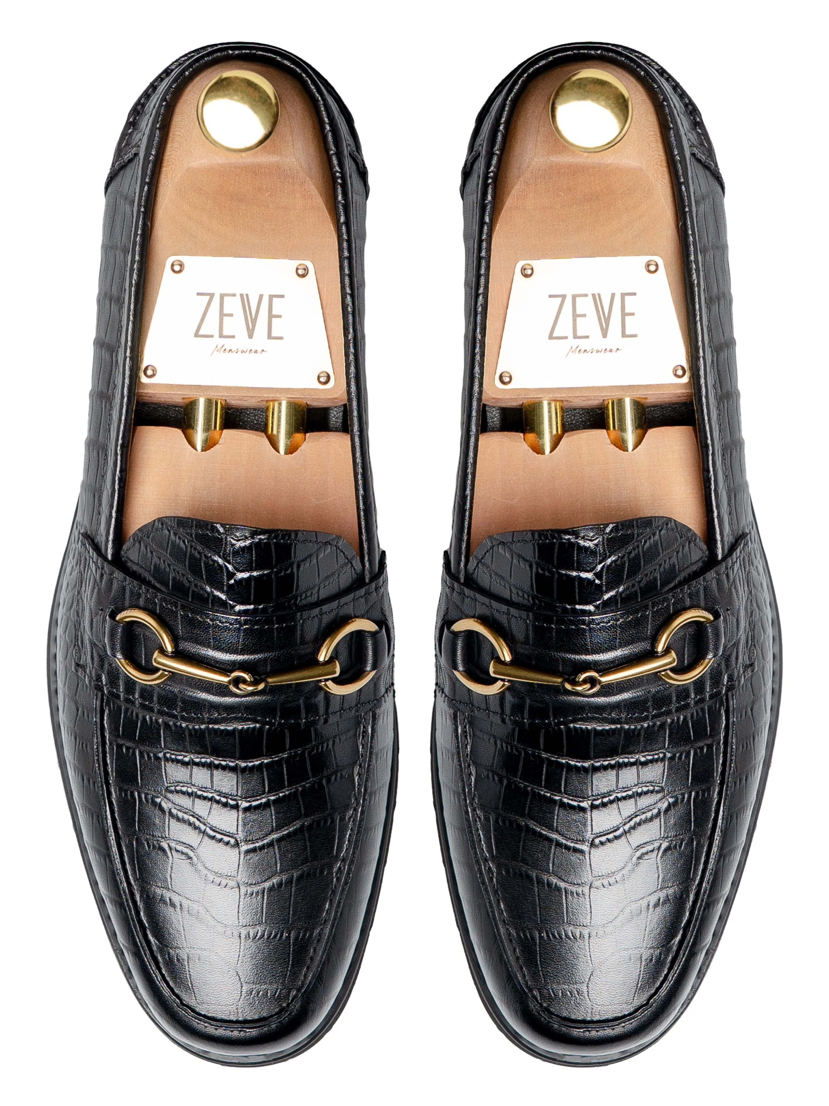 Maison Horsebit Loafer - Black Croco Leather (Eva Combat)