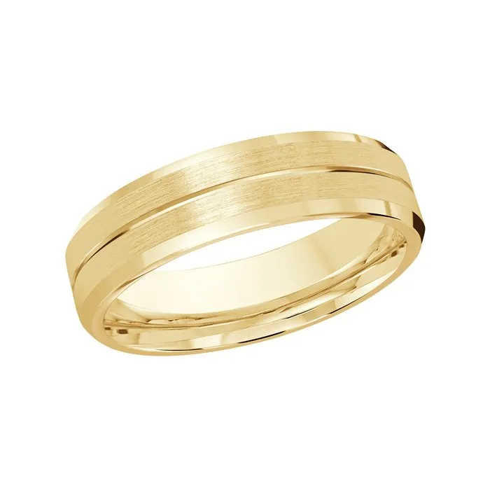 Malo (10K, 14K, 18K) Yellow Gold (6mm) Satin and High Polished Wedding Band