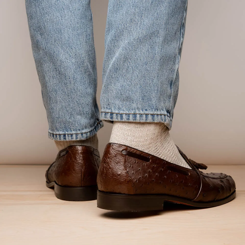 Marco Di Milano Aubiere in Brown Ostrich Tassel Loafers