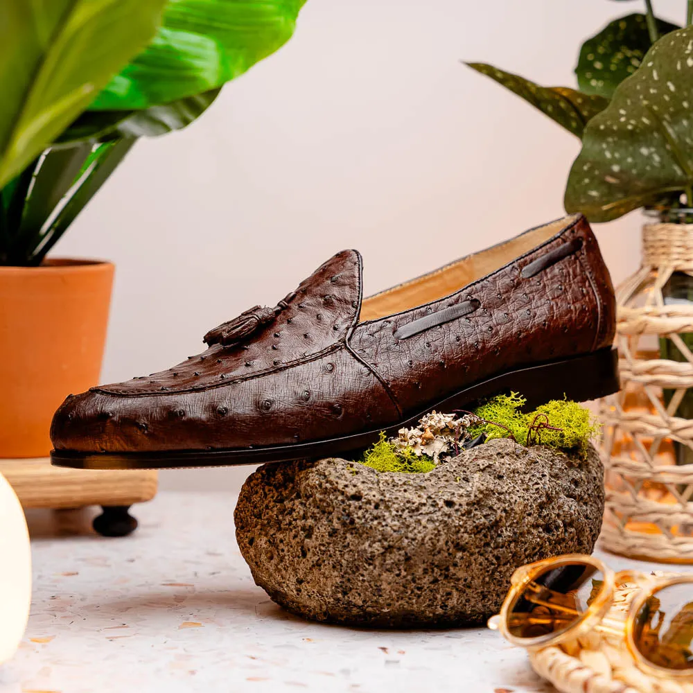 Marco Di Milano Aubiere in Brown Ostrich Tassel Loafers