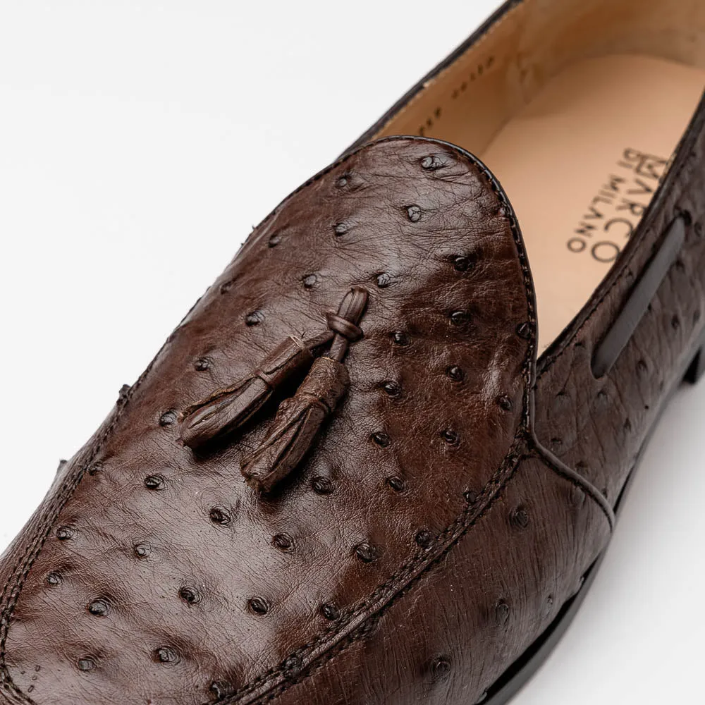 Marco Di Milano Aubiere in Brown Ostrich Tassel Loafers