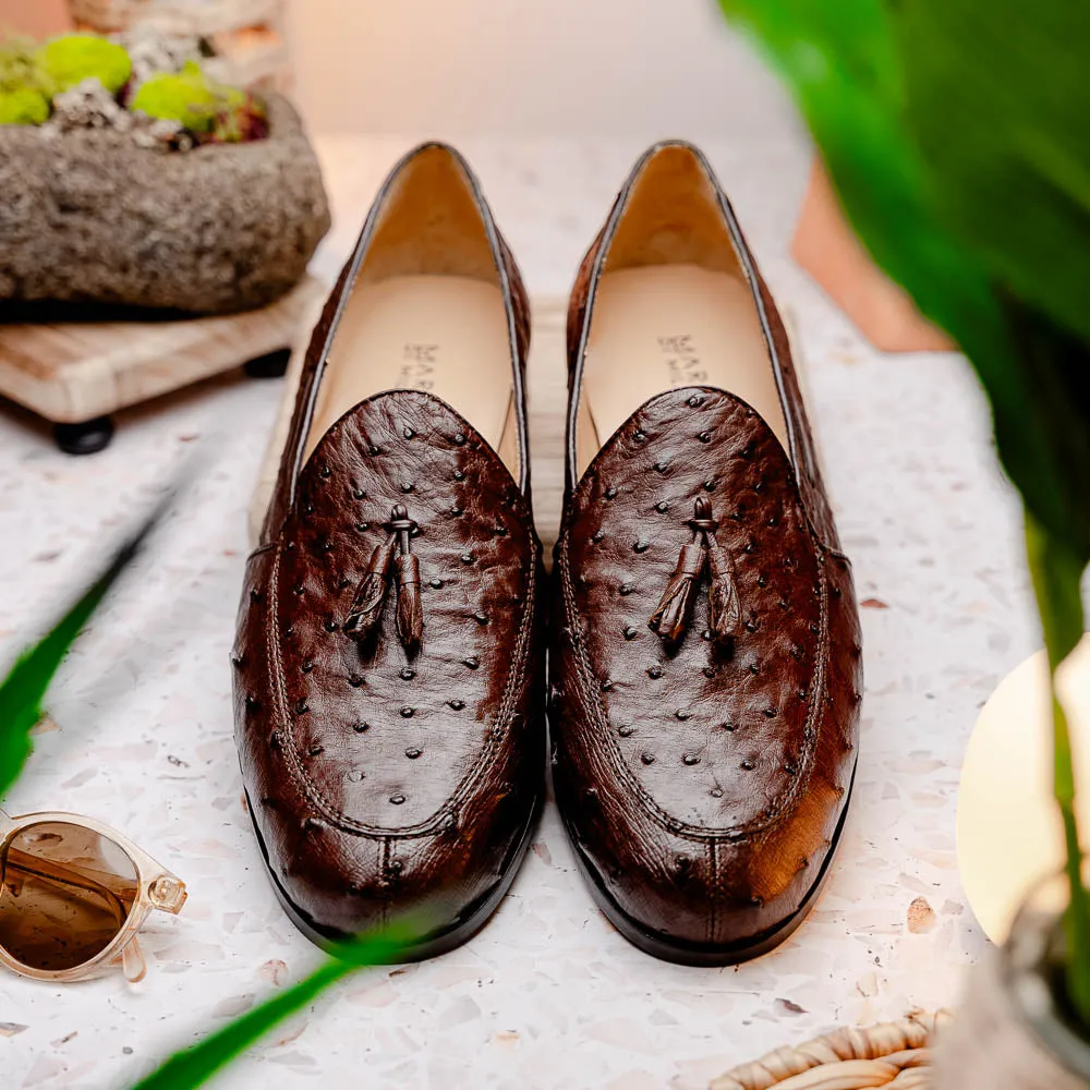 Marco Di Milano Aubiere in Brown Ostrich Tassel Loafers