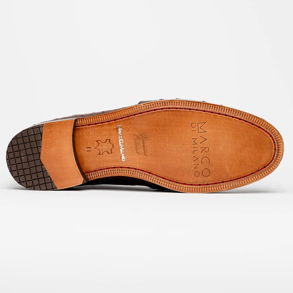 Marco Di Milano Aubiere in Brown Ostrich Tassel Loafers