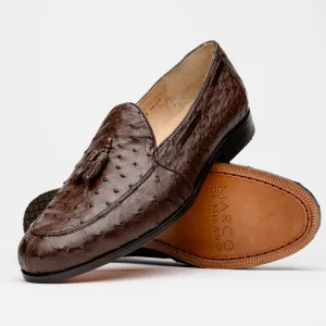 Marco Di Milano Aubiere in Brown Ostrich Tassel Loafers