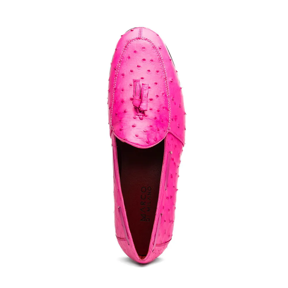 Marco Di Milano Aubiere in Pink Ostrich Tassel Loafers