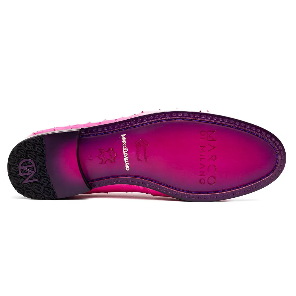 Marco Di Milano Aubiere in Pink Ostrich Tassel Loafers