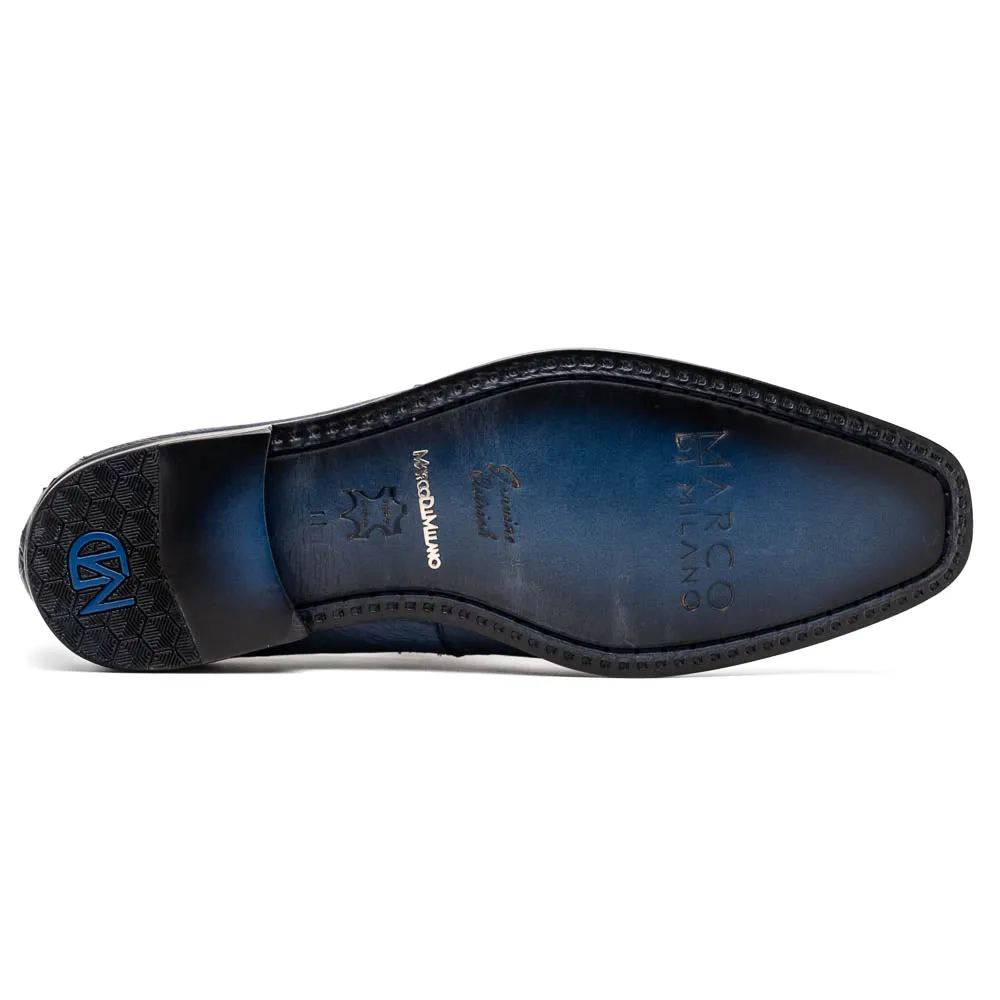 Marco Di Milano Fangio in Denim Blue Ostrich Penny Loafers