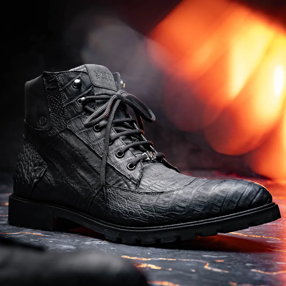 Marco Di Milano Leoni in Oil Black Caiman Boots