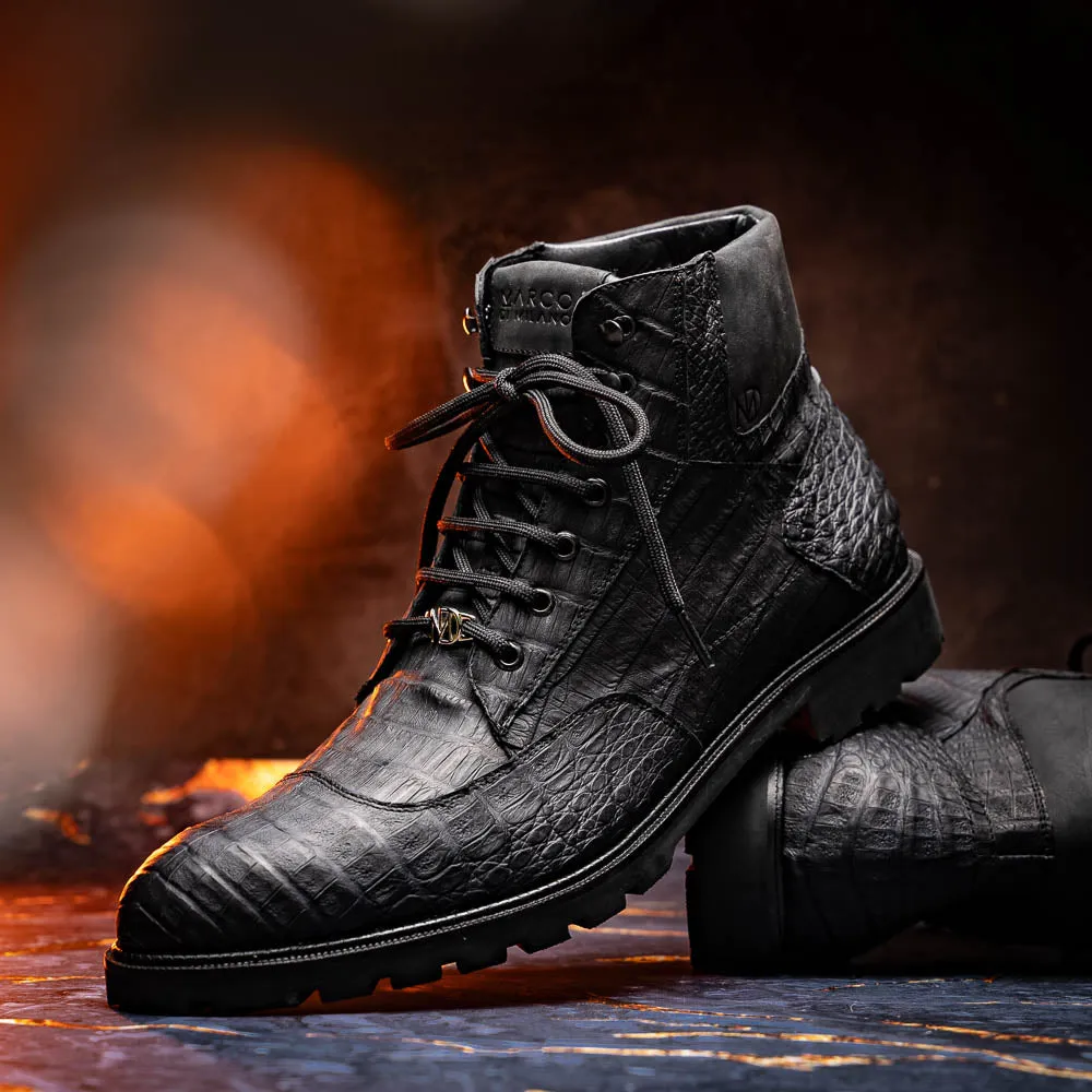 Marco Di Milano Leoni in Oil Black Caiman Boots
