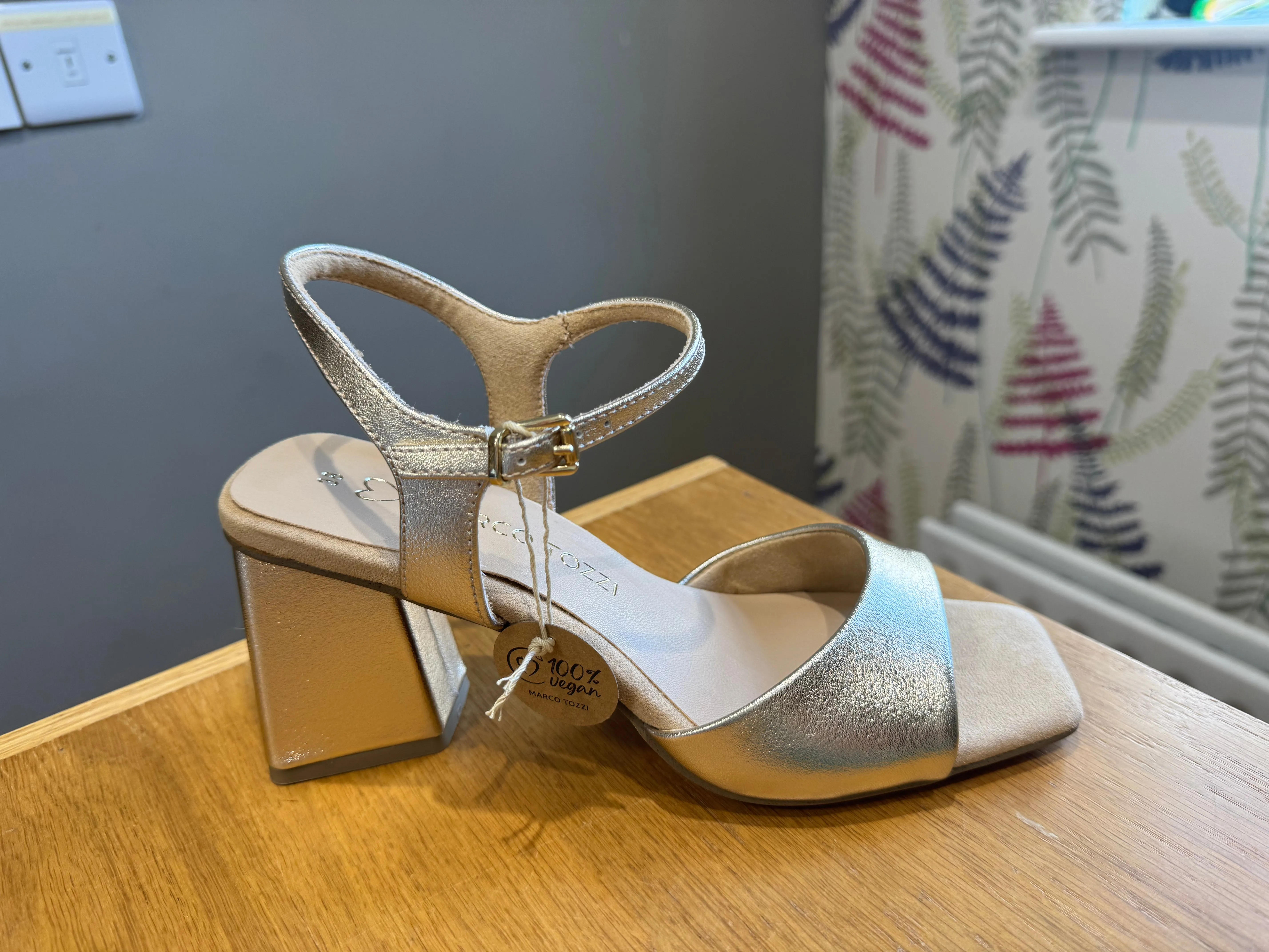 Marco Tozzi Gold Block Heeled Sandal