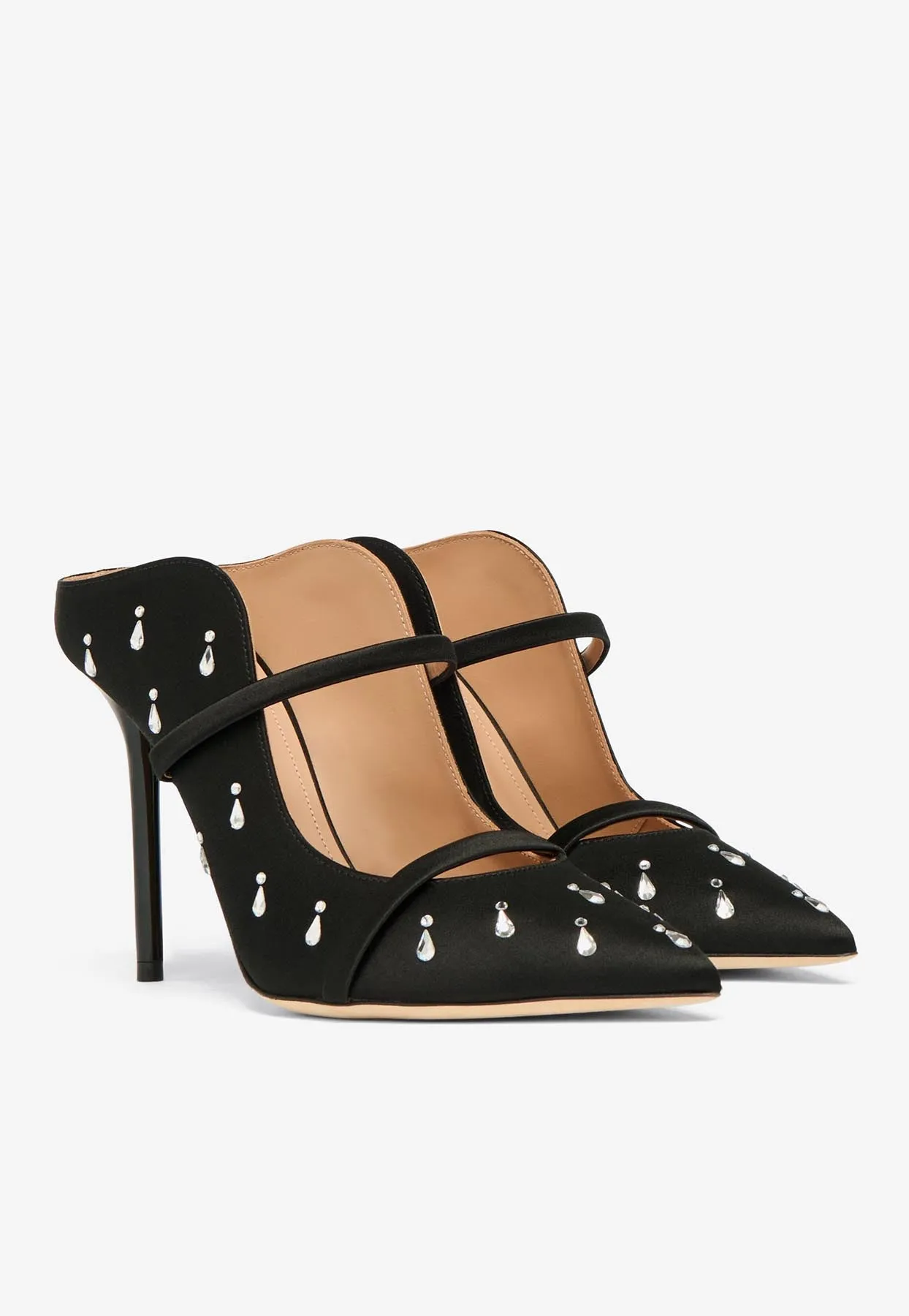 Maureen 100 Crystal Embellished Satin Mules