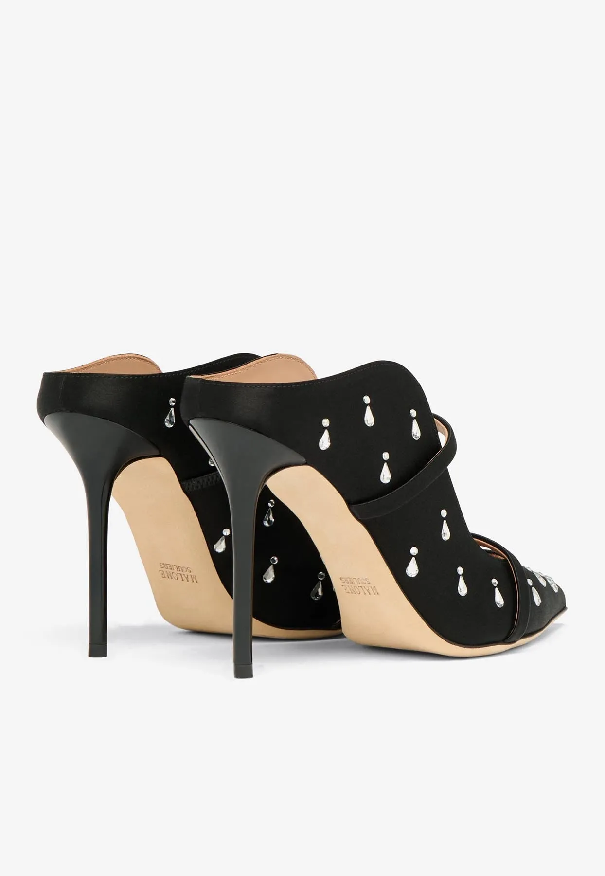 Maureen 100 Crystal Embellished Satin Mules