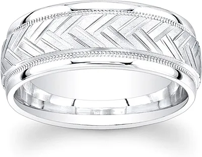 Men's Engraved Wedding Band-8mm