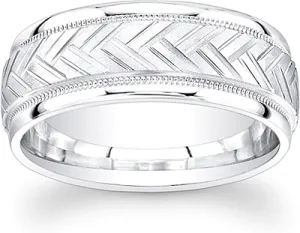 Men's Engraved Wedding Band-8mm