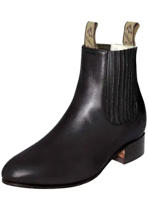 Men's Genuine Leather Classic Charro Boots 'El Canelo' Black Color 232