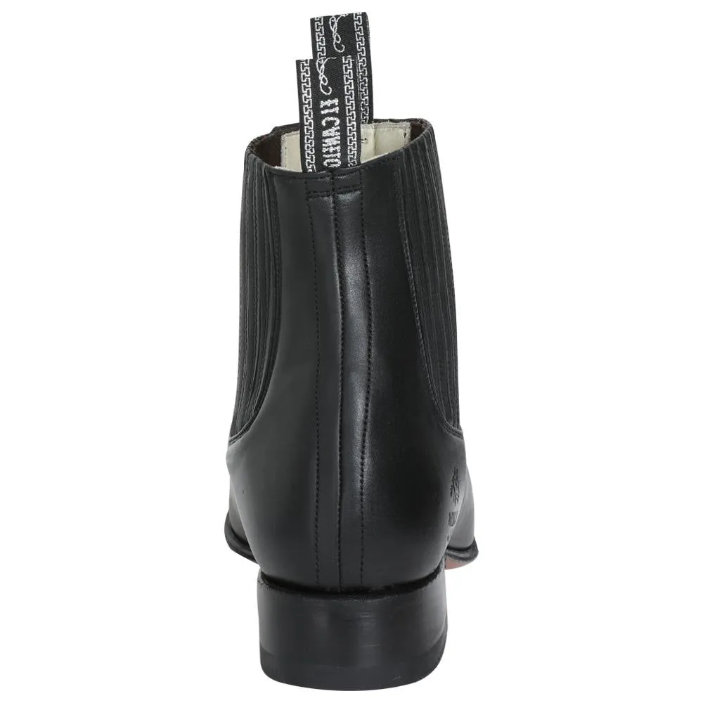 Men's Genuine Leather Classic Charro Boots 'El Canelo' Black Color 232