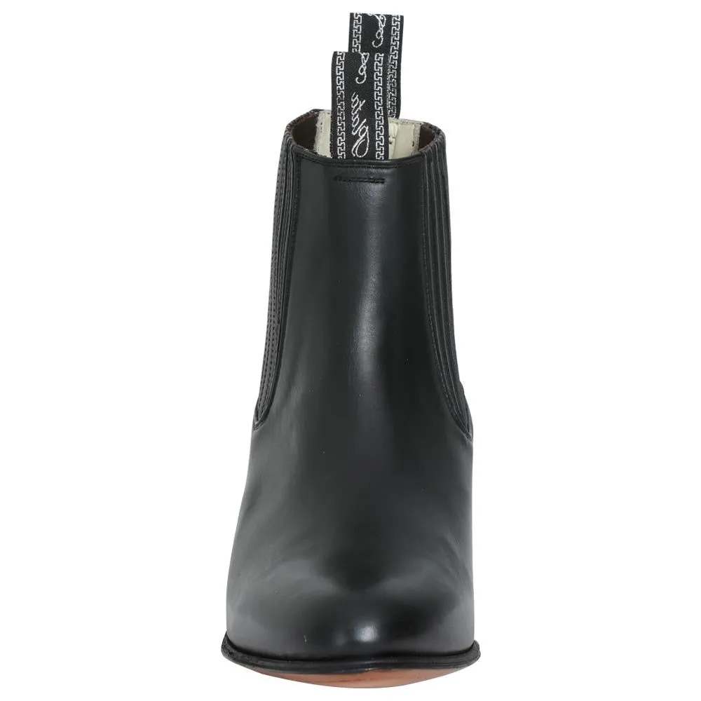 Men's Genuine Leather Classic Charro Boots 'El Canelo' Black Color 232