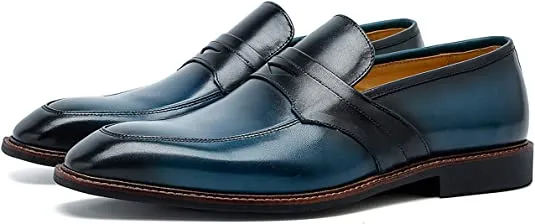 Men‘s Leather Penny Loafers Black Brown Blue