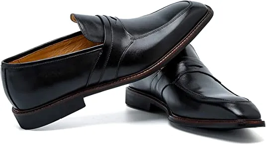 Men‘s Leather Penny Loafers Black Brown Blue