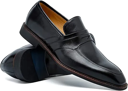 Men‘s Leather Penny Loafers Black Brown Blue