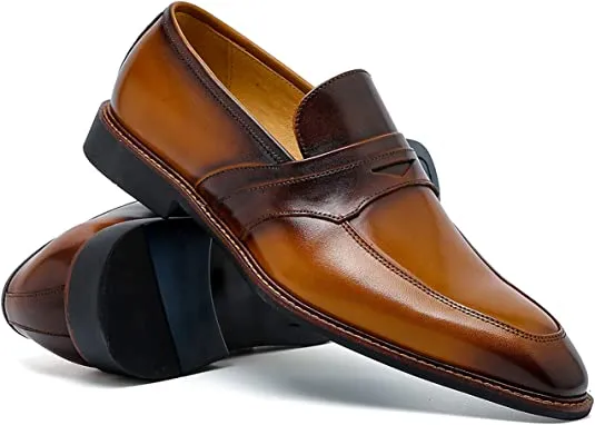 Men‘s Leather Penny Loafers Black Brown Blue