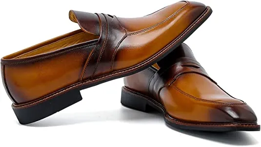 Men‘s Leather Penny Loafers Black Brown Blue