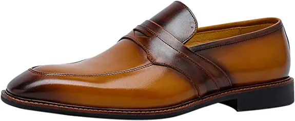 Men‘s Leather Penny Loafers Black Brown Blue