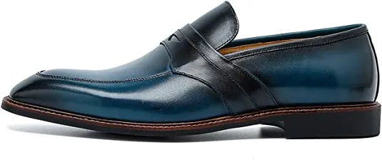 Men‘s Leather Penny Loafers Black Brown Blue