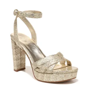 Naturalizer Womens Mallory Ankle Strap Platform Strappy Heeled Sandal Gold Snake Leather 10 W