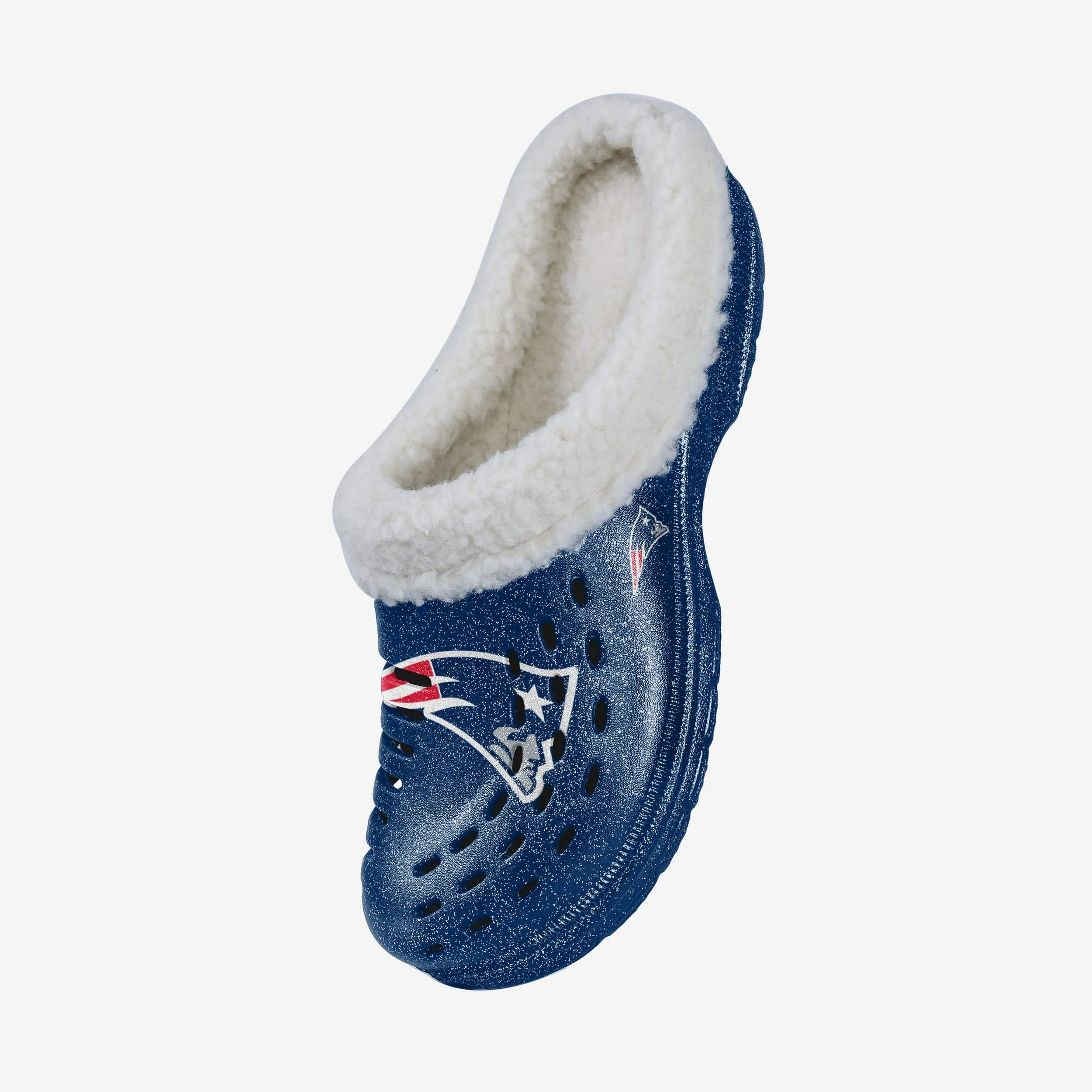 New England Patriots Womens Sherpa Lined Glitter Clog