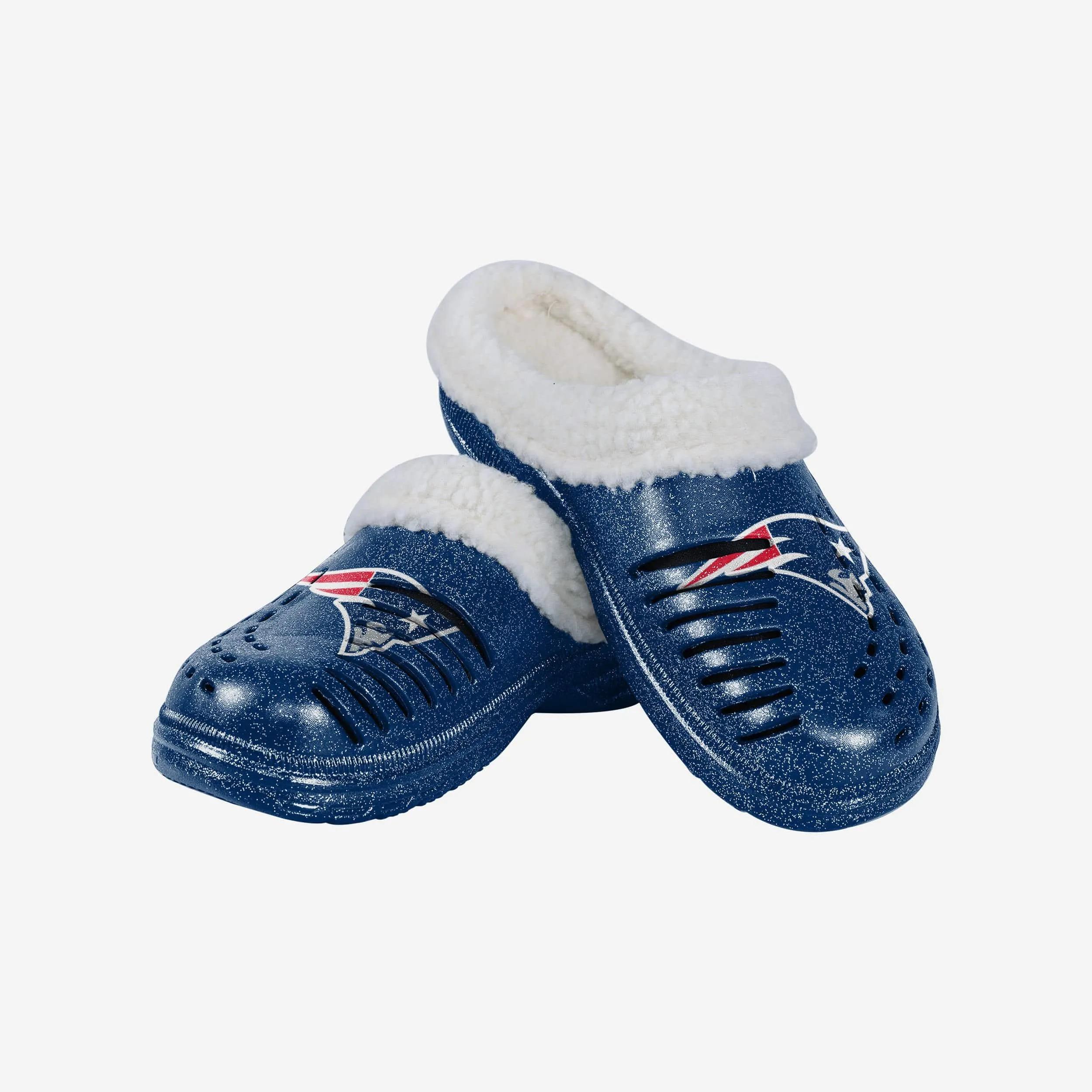 New England Patriots Womens Sherpa Lined Glitter Clog