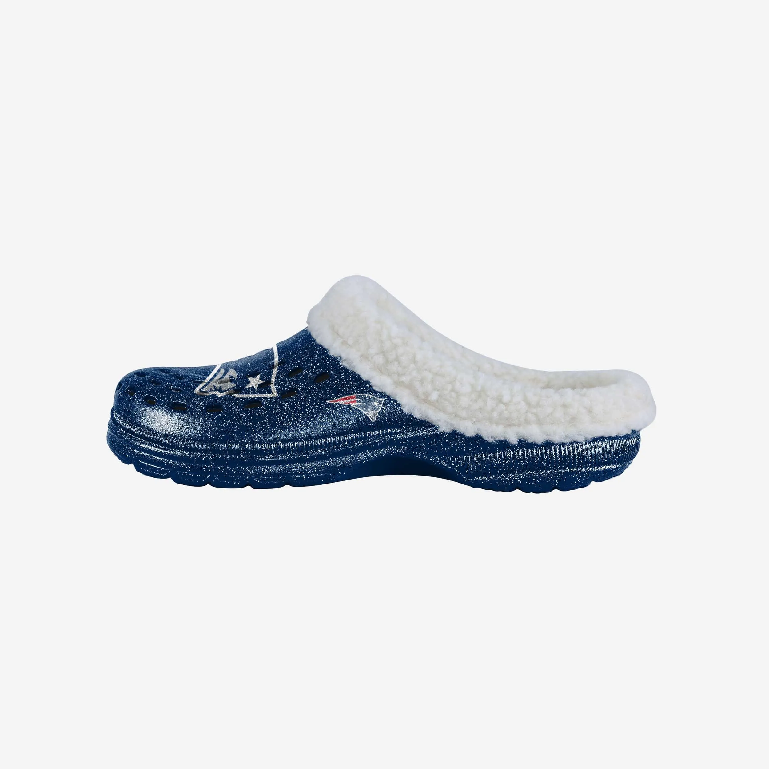 New England Patriots Womens Sherpa Lined Glitter Clog