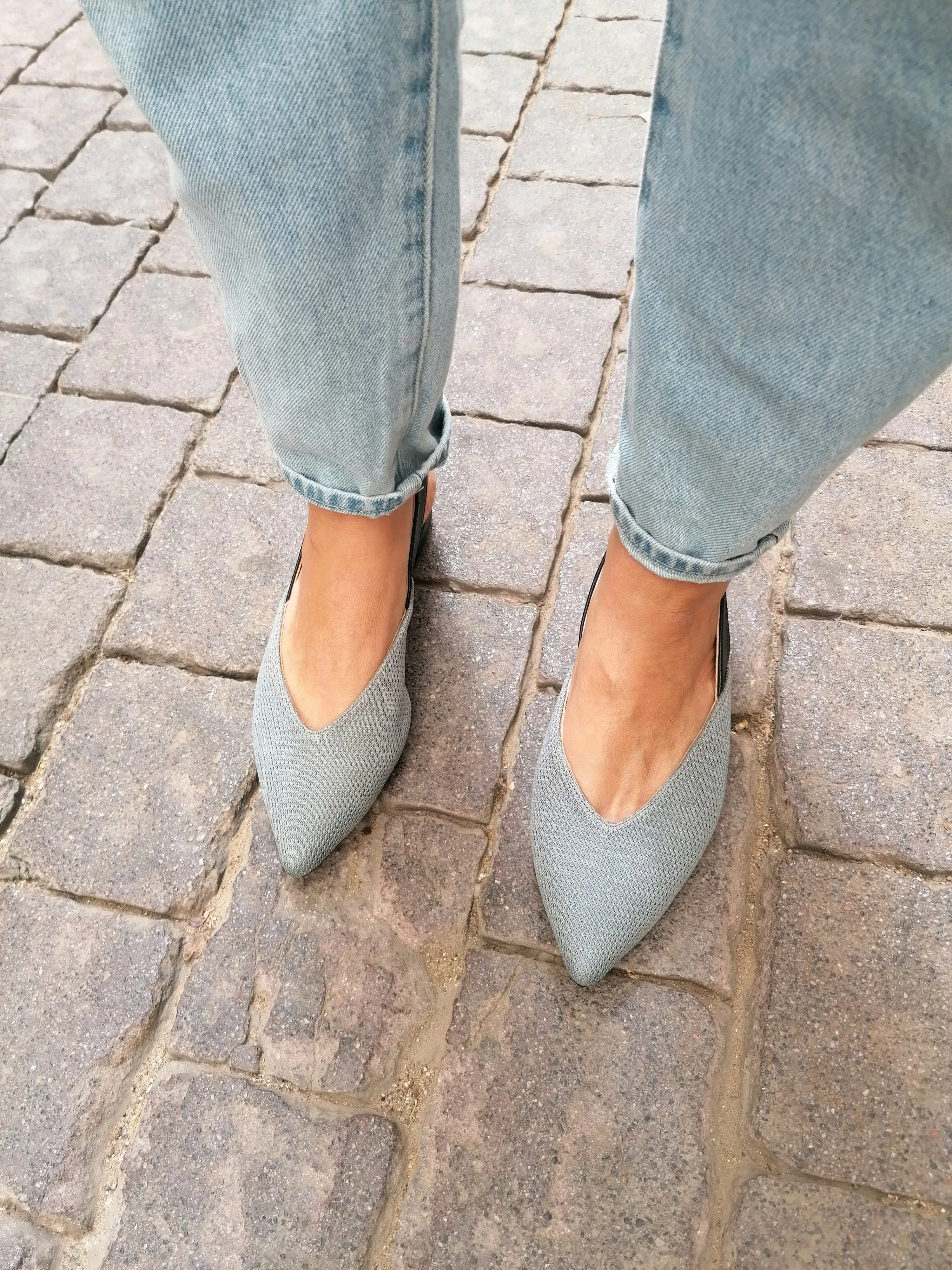 NEW #Shiny Grayish Blue & Black Flats